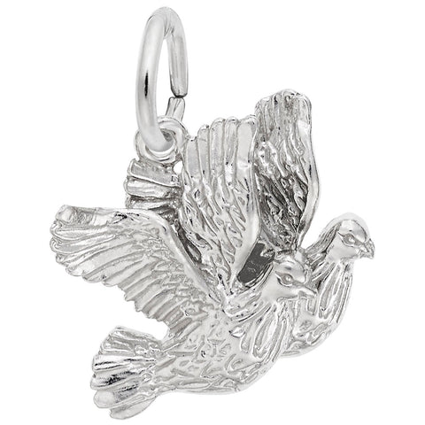 Turtledoves Charm In 14K White Gold