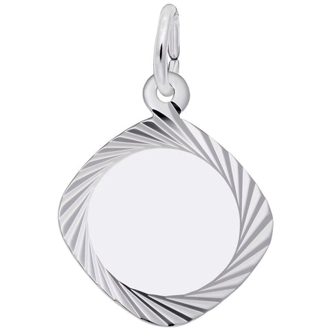 Square Disc Charm In 14K White Gold