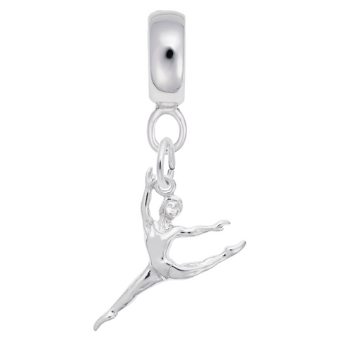 Ballet Dancer Charm Dangle Bead In Sterling Silver