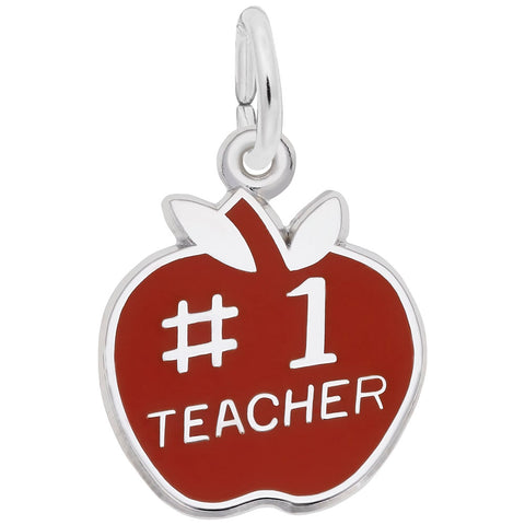 Teacher Charm In 14K White Gold