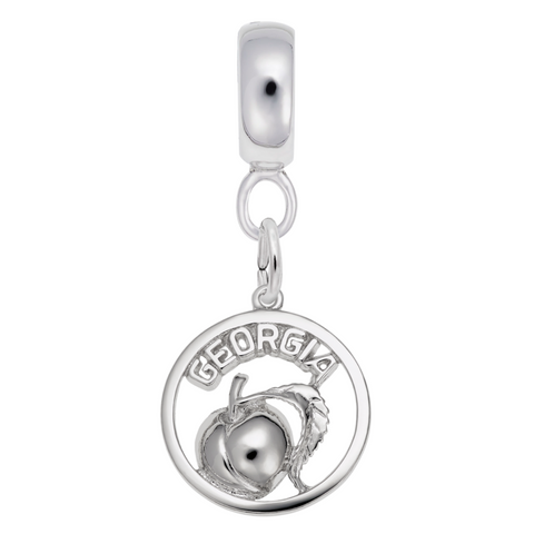 Georgia Peach Charm Dangle Bead In Sterling Silver