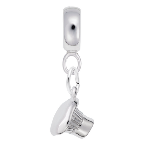 Chef Hat Charm Dangle Bead In Sterling Silver