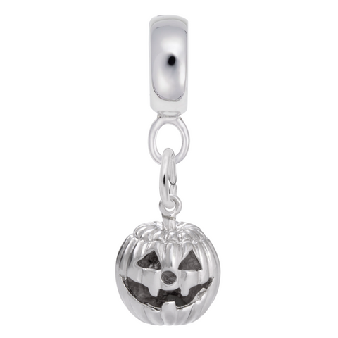 Jack O Lantern Charm Dangle Bead In Sterling Silver