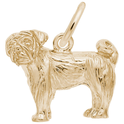 Pug Charm in Yellow Gold Plated