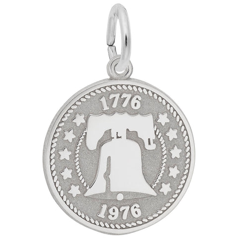 Liberty Bell Charm In 14K White Gold