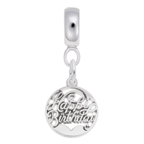 Happy Birthday Charm Dangle Bead In Sterling Silver