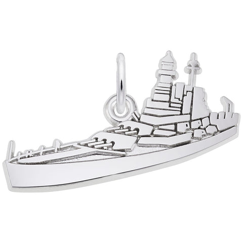 Uss N.C. Charm In 14K White Gold