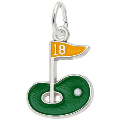 Golf Green Charm In 14K White Gold