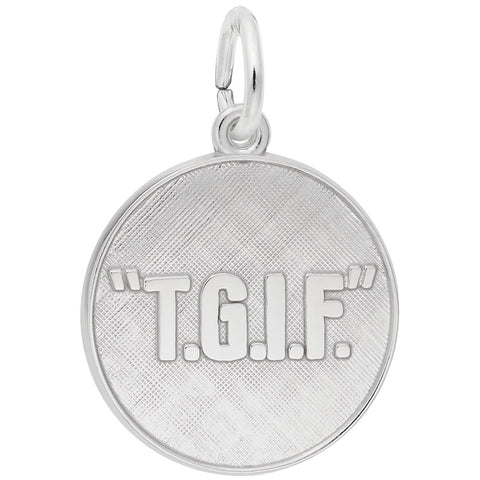 T G I F Charm In 14K White Gold