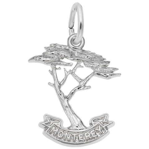 Monterey Cypress Charm In 14K White Gold