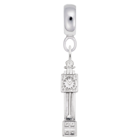 Grandfather Clock Charm Dangle Bead In Sterling Silver