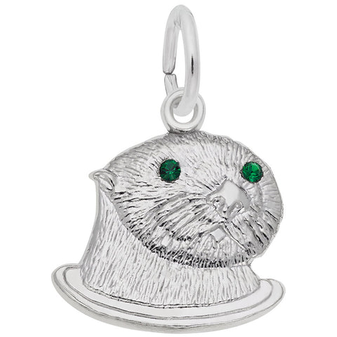 Seaotter Charm In 14K White Gold