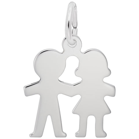 Boy And Girl Charm In 14K White Gold