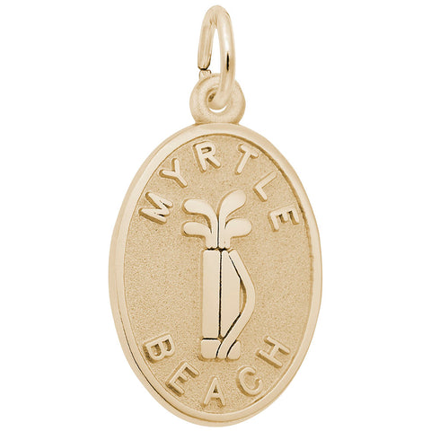 Myrtle Beach Golf Bag Charm In Yellow Gold