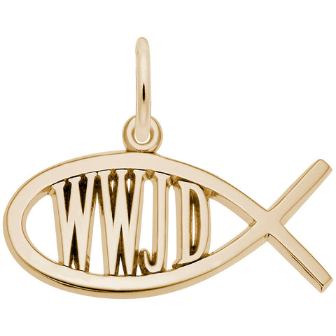 Wwjd Fish Charm In Yellow Gold