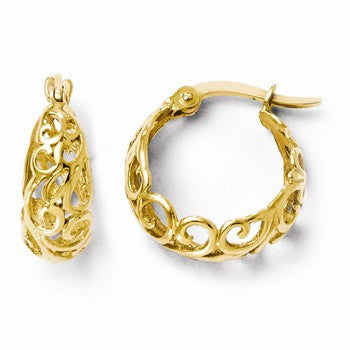 14k Yellow Gold Polished Hinged Hoop Earrings