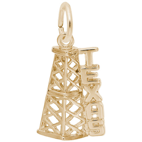 Texas Oil Rig Charm In Yellow Gold