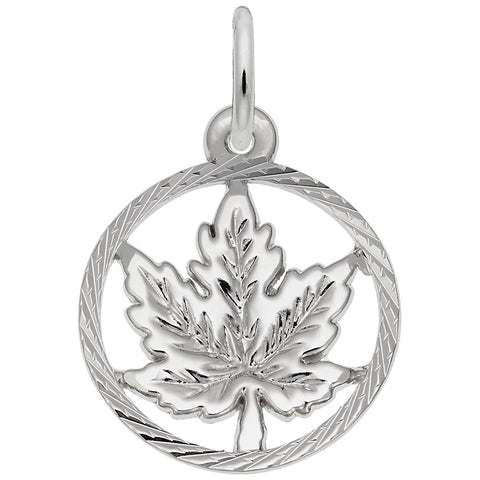 Maple Leaf Charm In 14K White Gold