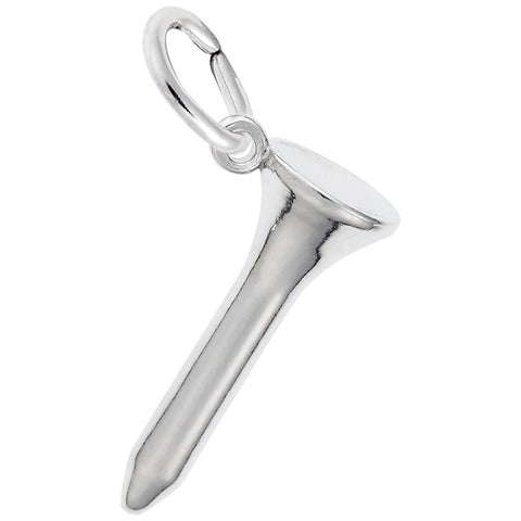 Golf Tee Charm In 14K White Gold