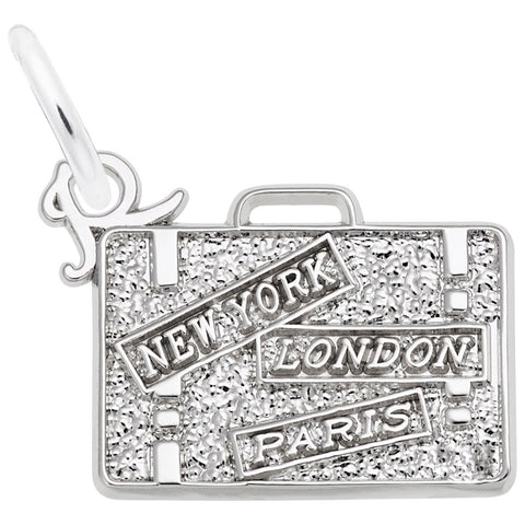 Suitcase Charm In 14K White Gold