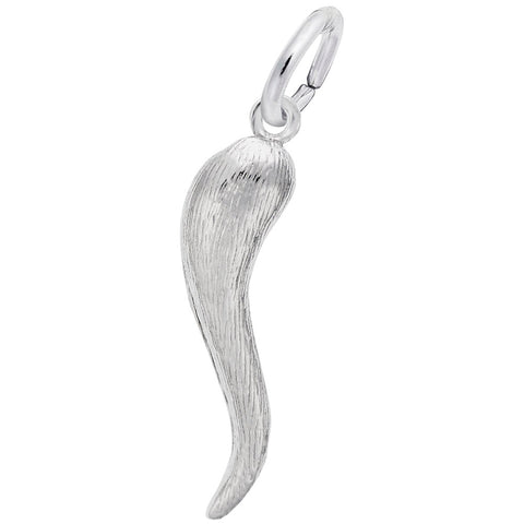 Italian Horn Charm In 14K White Gold