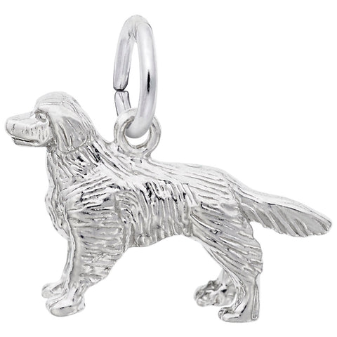 Golden Retriever Charm In 14K White Gold