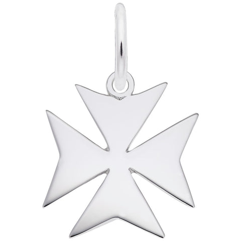 Maltese Cross Charm In Sterling Silver