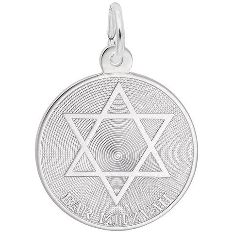 Bar Mitzvah Charm In 14K White Gold