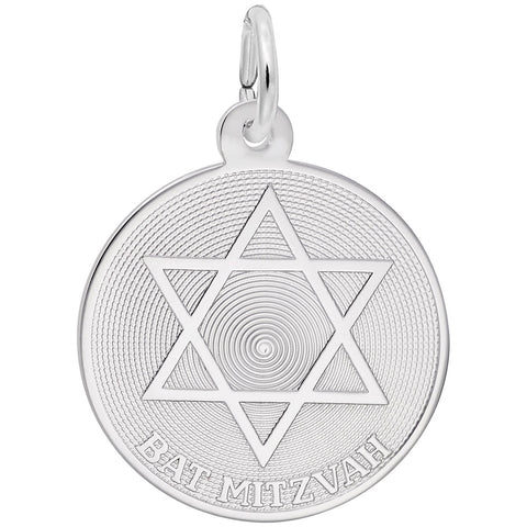 Bat Mitzvah Charm In 14K White Gold