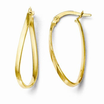 14k Yellow Gold Polished Oval Hoop Earrings