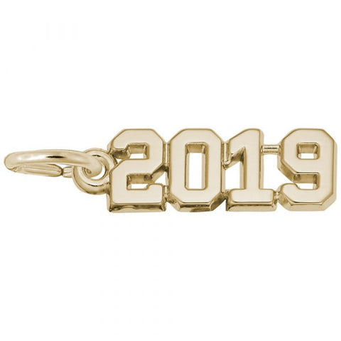 2019' Charm in Yellow Gold Plated