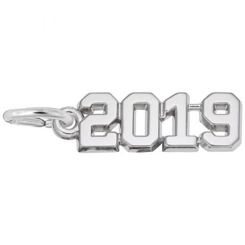 2019' Charm In 14K White Gold