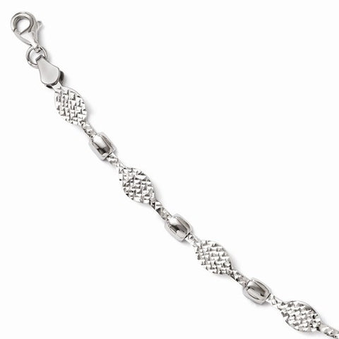 14K White Gold Diamond-Cut Bracelet