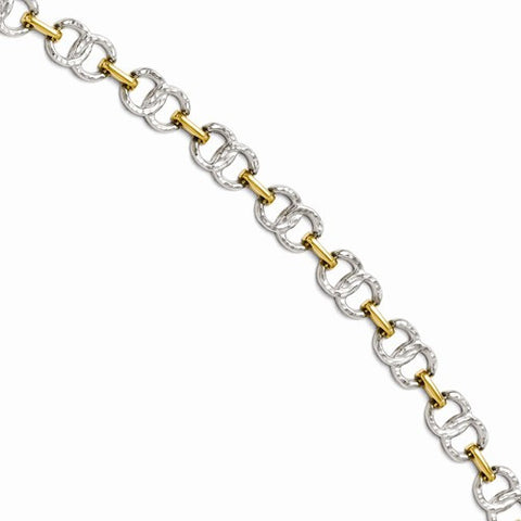 14K with Rhodium Diamond-Cut Bracelet