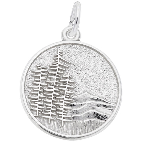 Mountain Scene Charm In Sterling Silver