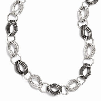 14K White Gold Black Rhodium Fancy Link Necklace