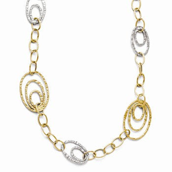 14K Yellow Gold & Rhodium Fancy Link Necklace