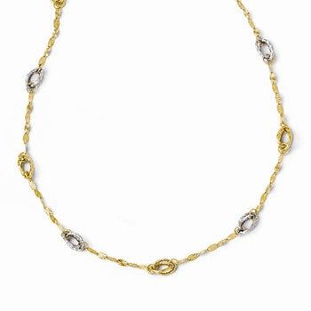 14K Yellow Gold & Rhodium Rhodium Fancy Necklace