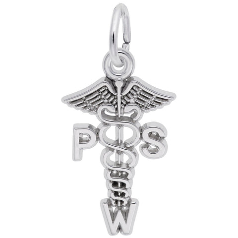 Psw Charm In 14K White Gold