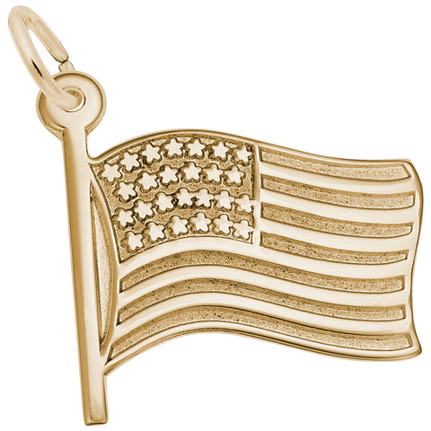 Usa Flag Charm in Yellow Gold Plated