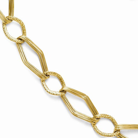 14K Yellow Gold Textured Fancy Link Bracelet