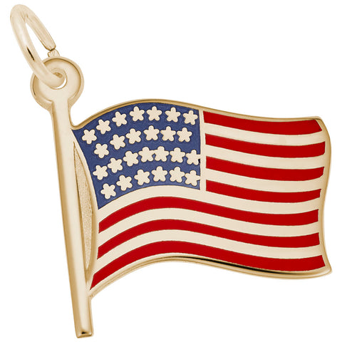 Usa Flag Charm In Yellow Gold