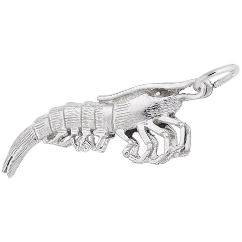 Shrimp Charm In 14K White Gold