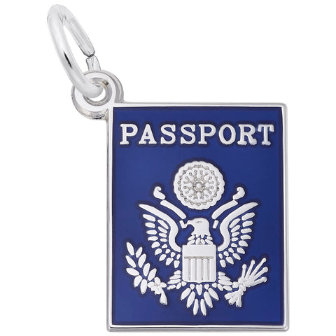 Passport Charm In 14K White Gold