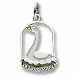 Geese A Laying charm in 14K White Gold hide-image