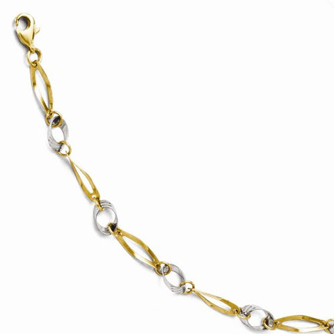 14K Two-Tone Diamond-Cut Bracelet