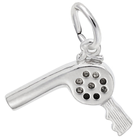 Hairdryer Charm In Sterling Silver