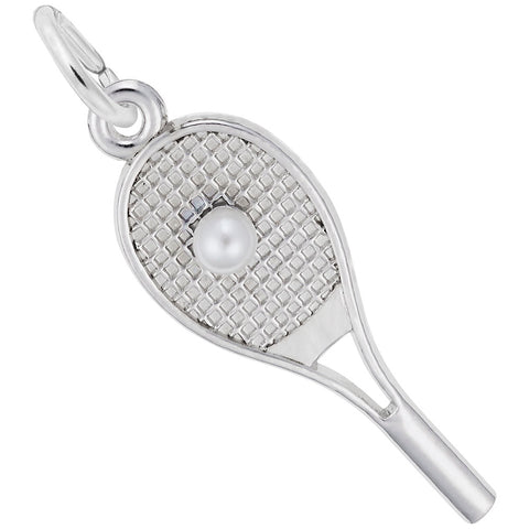 Tennis Racquet Charm In 14K White Gold