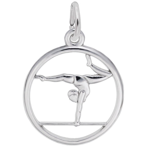 Gymnast Charm In 14K White Gold