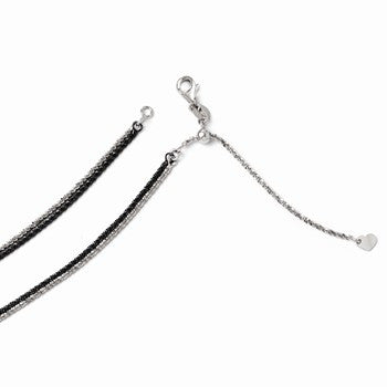 14K Yellow Gold & Rhodium Black and White Adjustable Ustable Double Strand Necklace